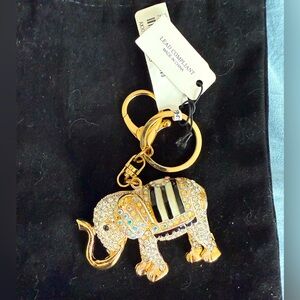 Natasha Gold Tone Elephant w/ Bling Crystals Purse Charm Key Chain NWT